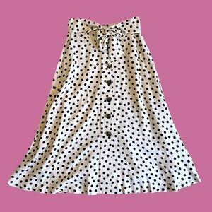 Ann Taylor Petite Dot Tie Waist Button Front Maxi Skirt